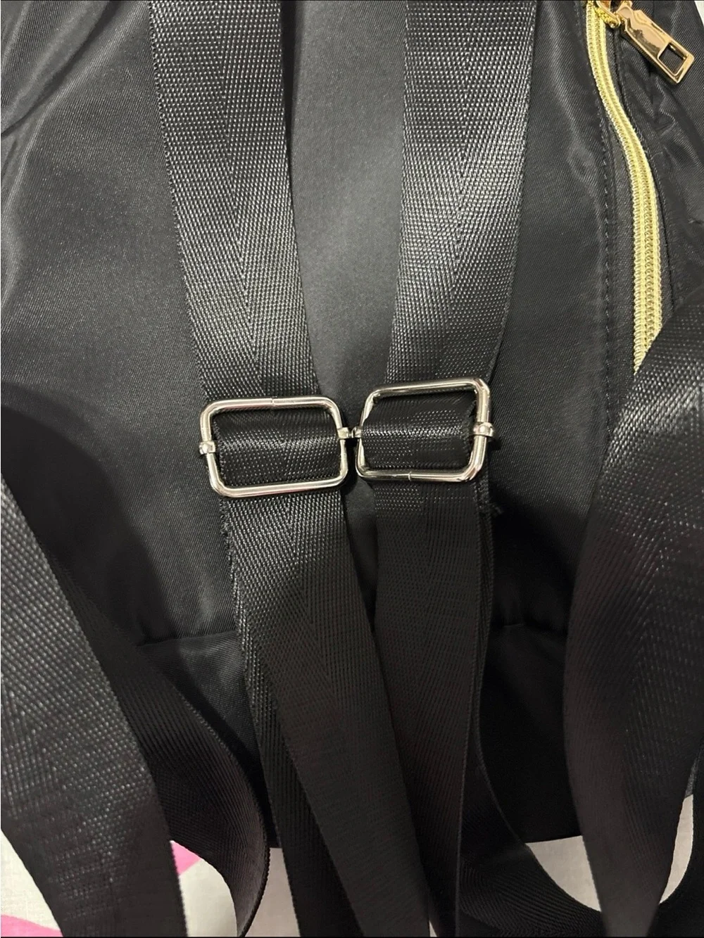 Black Mini Backpack With Gold Hardware